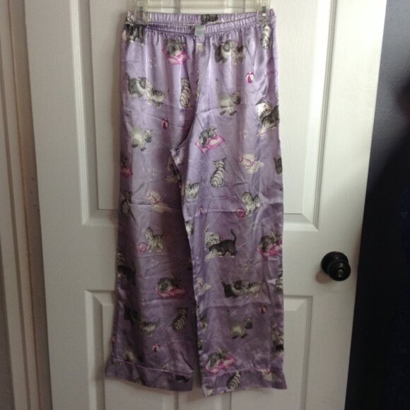 Nick & Nora PJ bottoms, satin, "XL" 14-16; elastic waist, kittens, Quality, Cute - Picture 1 of 3